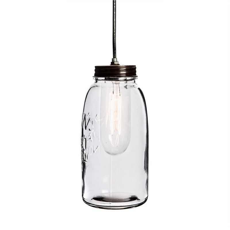 Vintage Mason Glass Jar Pendant Light Large