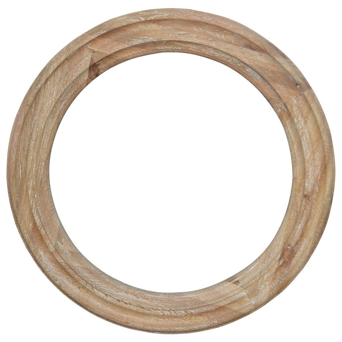 Angie Oak Timber Frame Round Wall Mirror, 73cm, Lime Washed Oak