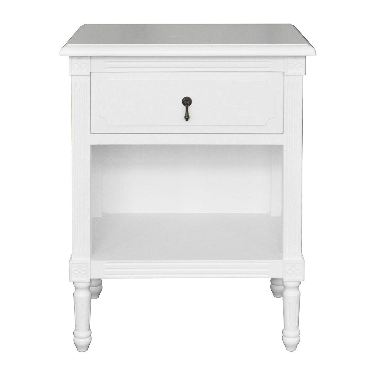 Dover Oak Timber Bedside Table, White