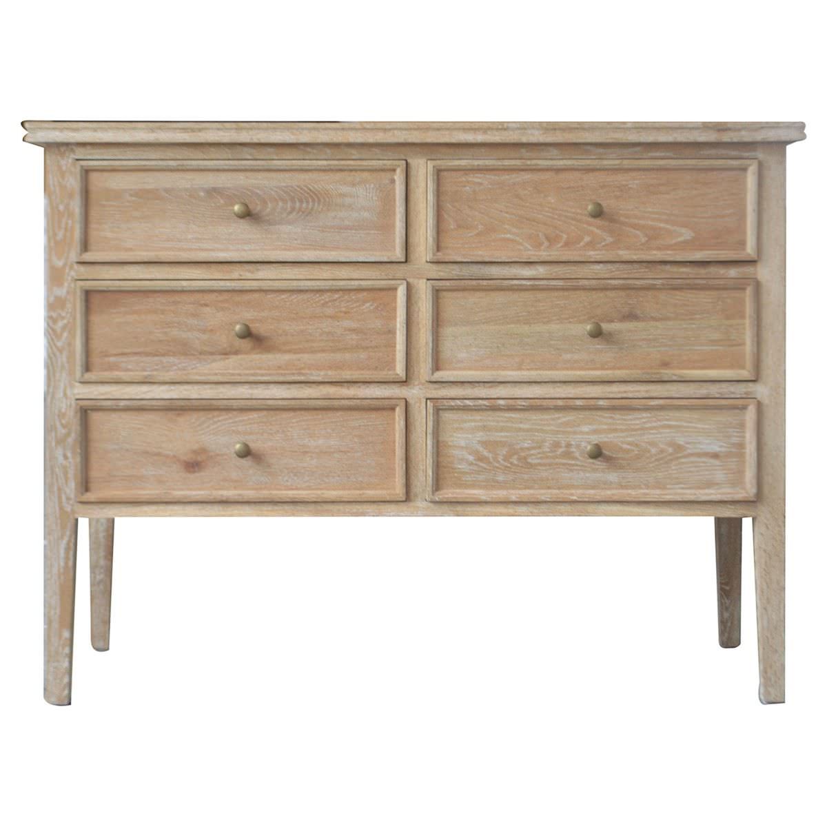 Partrack Oak Timber 6 Drawer Chest, Lime Washed Oak