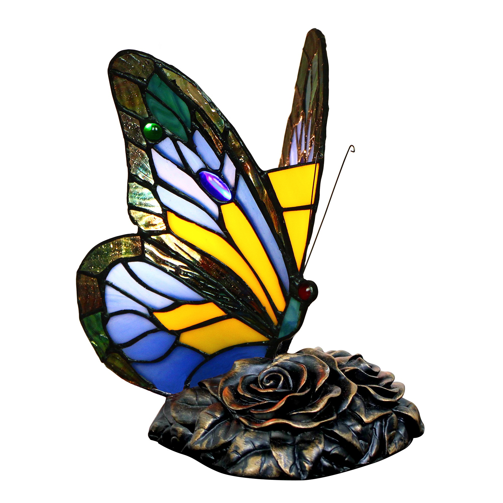 Lilli Tiffany Stained Glass Butterfly Accent Table Lamp