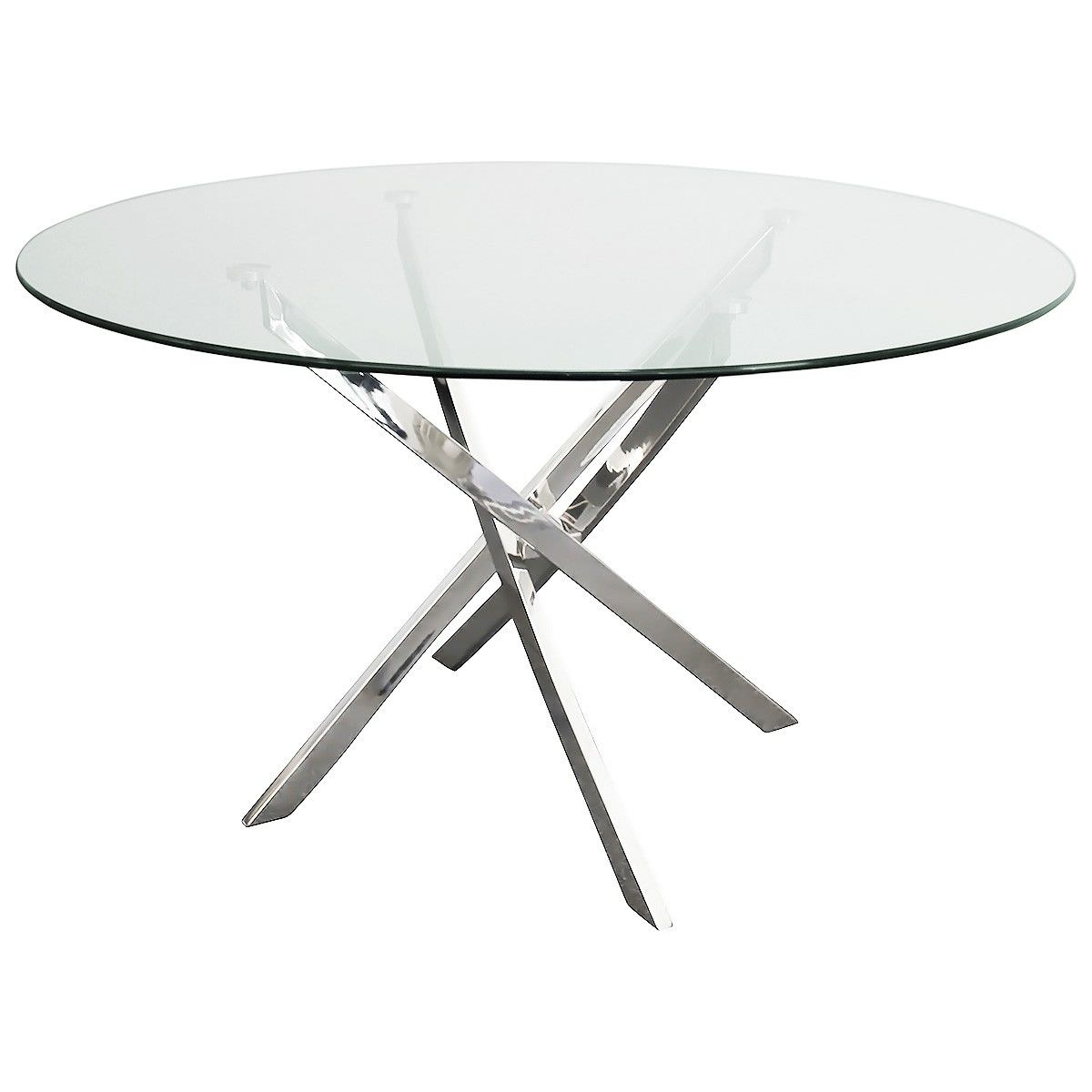 Taffy Glass Top Round Dining Table, 120cm, Clear