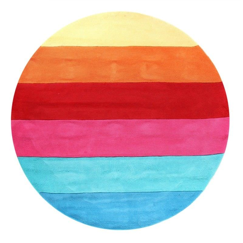 Round Rainbow Kids Rug In Pink And Red 150x150cm