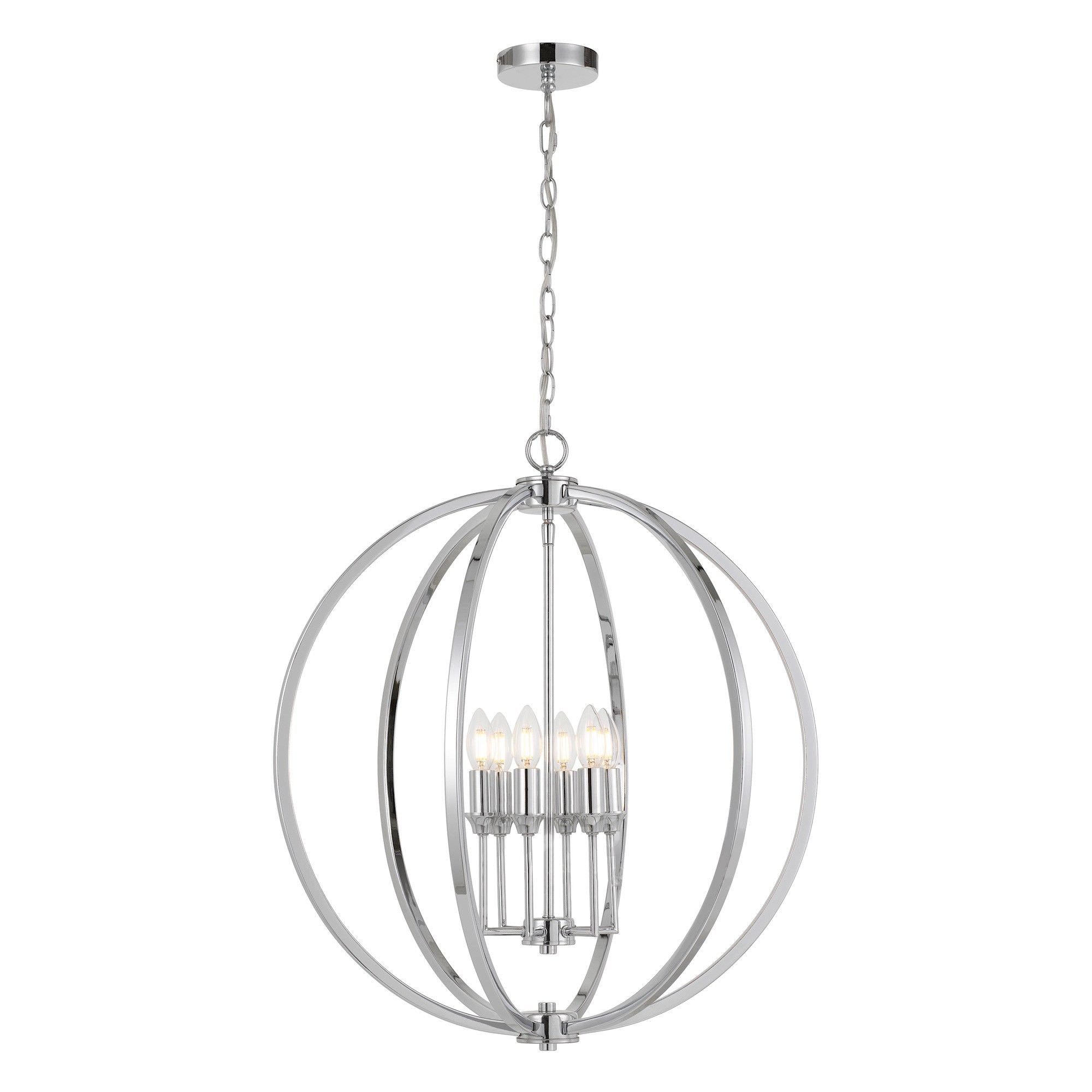 Kendall Metal Sphere Pendant Light, Large, Chrome