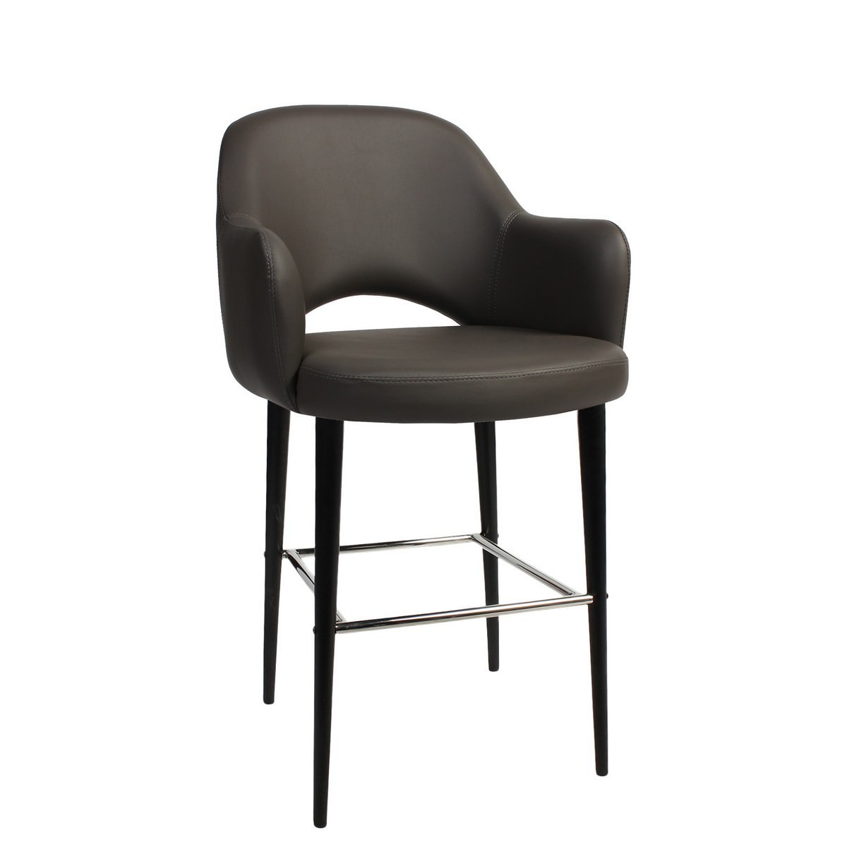 Albury Commercial Grade Vinyl Counter Stool with Arm, Metal Leg