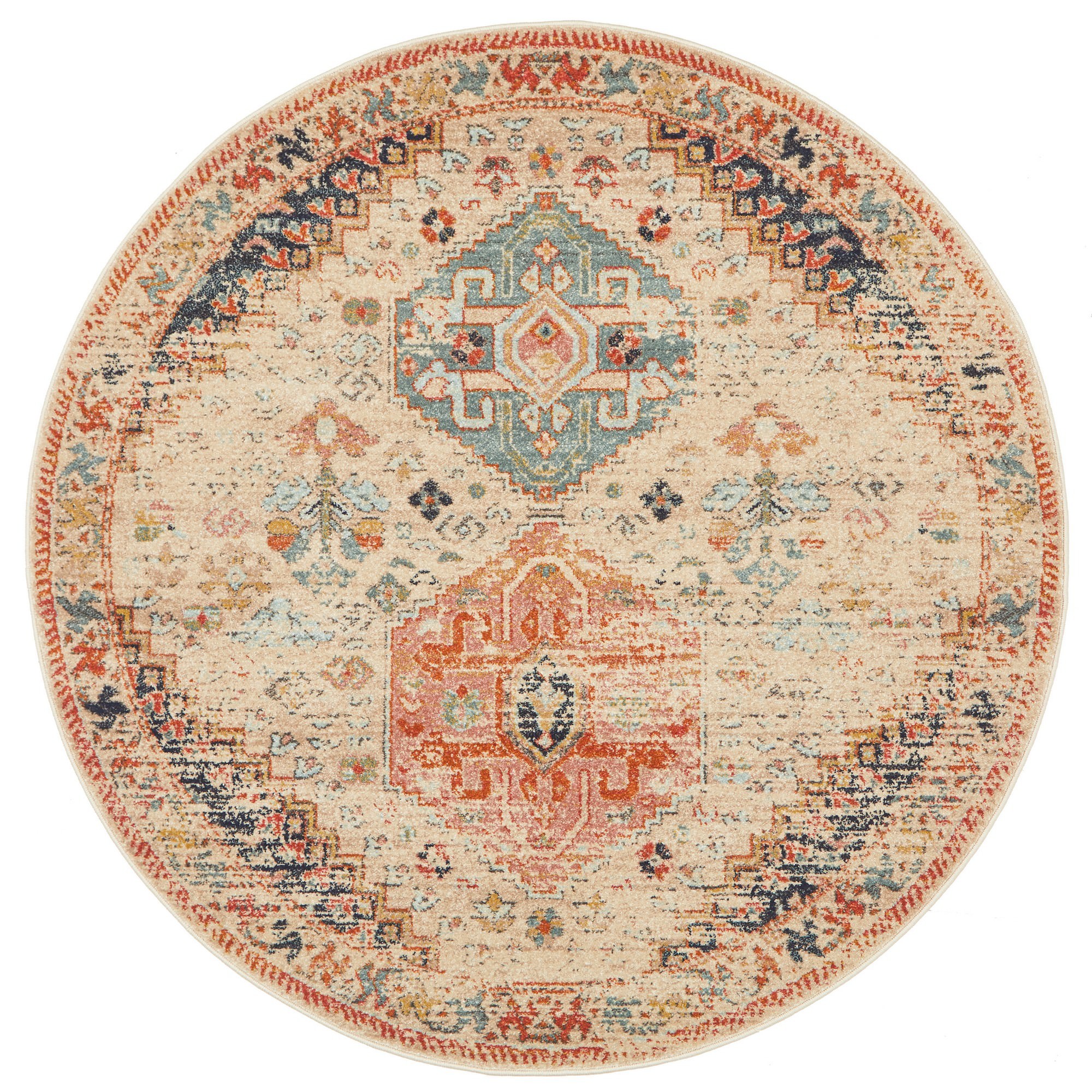 Legacy No.854 Bohemian Round Rug, 200cm, Cream