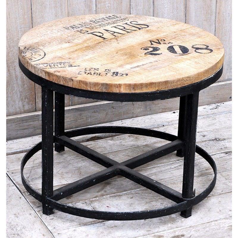 Hardwood Timber 60cm Round Coffee Table with Steel Base