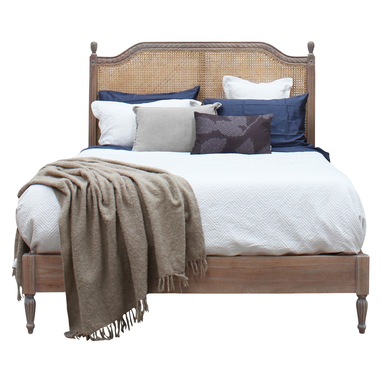 lapalisse handcrafted mind wood rattan bed queen weathered oak