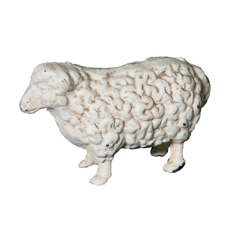 Cast Iron Sheep Figurine Garden Decor Antique White