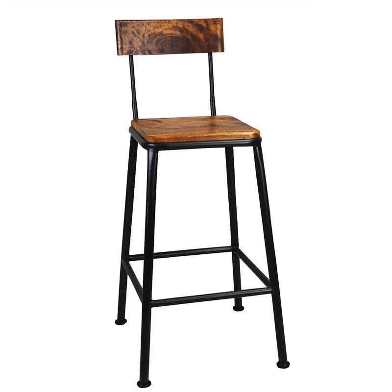 Hunston Metal Counter Chair with Timber Seat, Charcoal