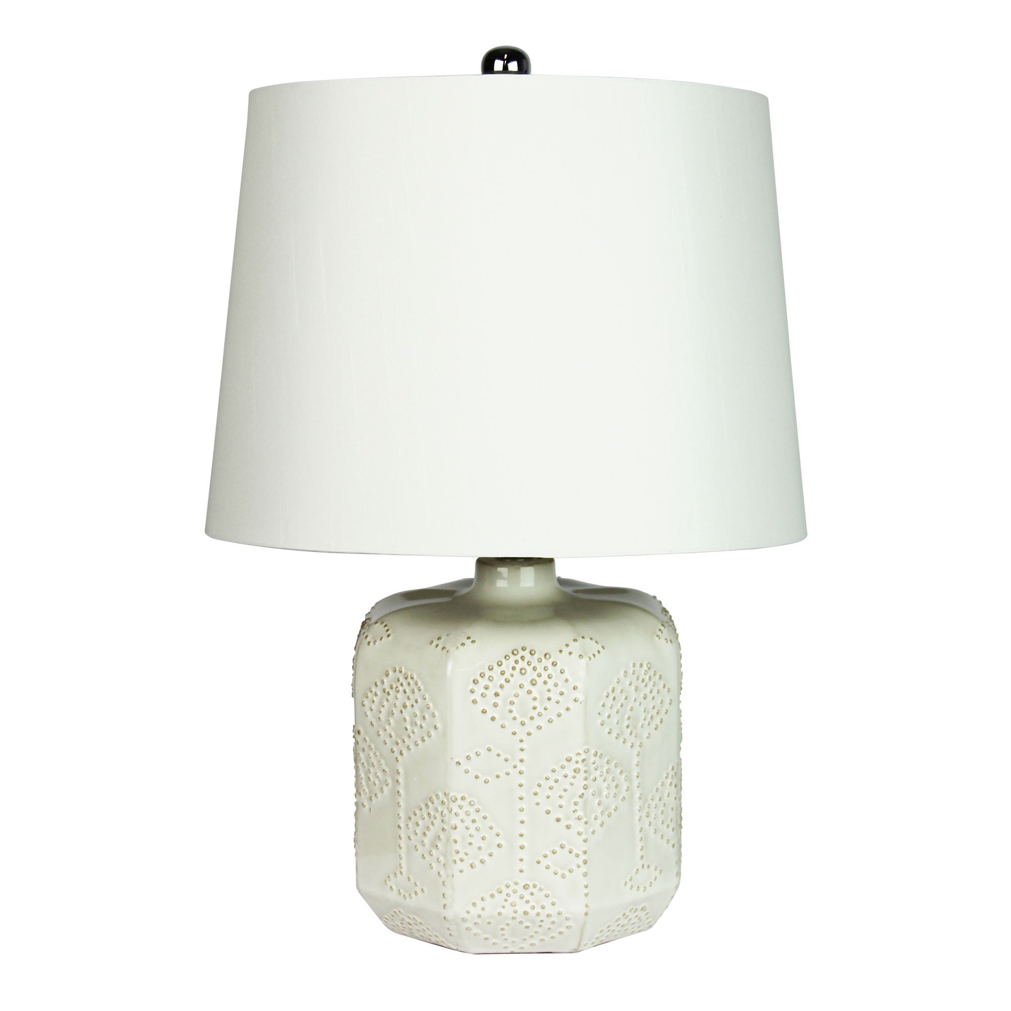 Bikki Embossed Ceramic Base Table Lamp, Antique White