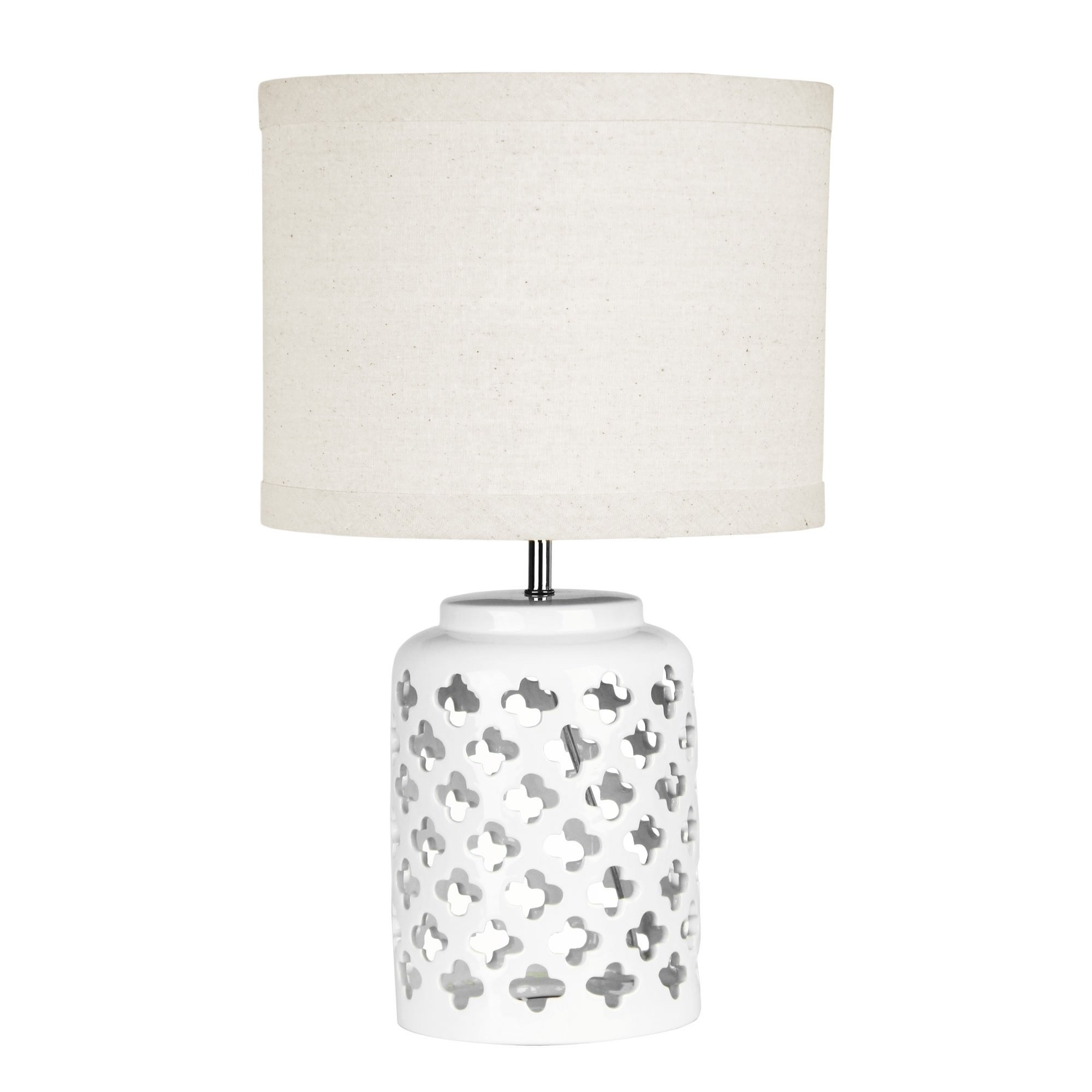 Casbah Moorish Cut Ceramic Base Table Lamp, Antique White