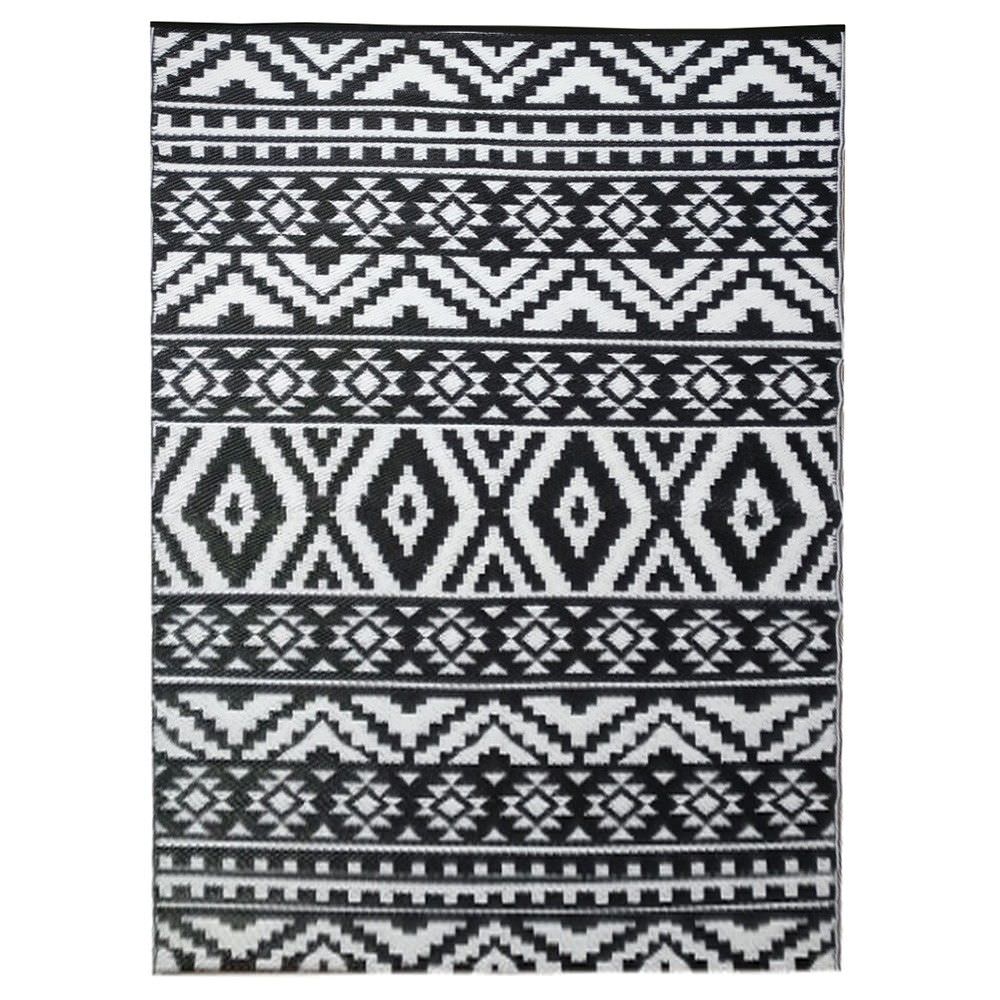 Chatai Aztec Reversible Outdoor Rug, 240x150cm, Black / White (1000 x 1000 Pixel)