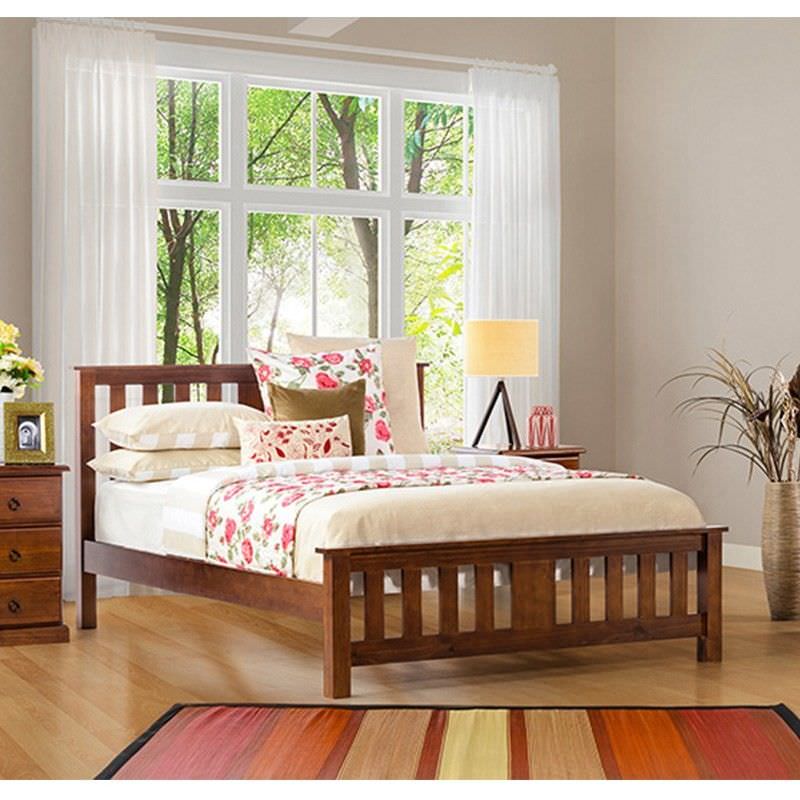 Carrington King Single Bed New Zealand Pine Chocolate Colour
