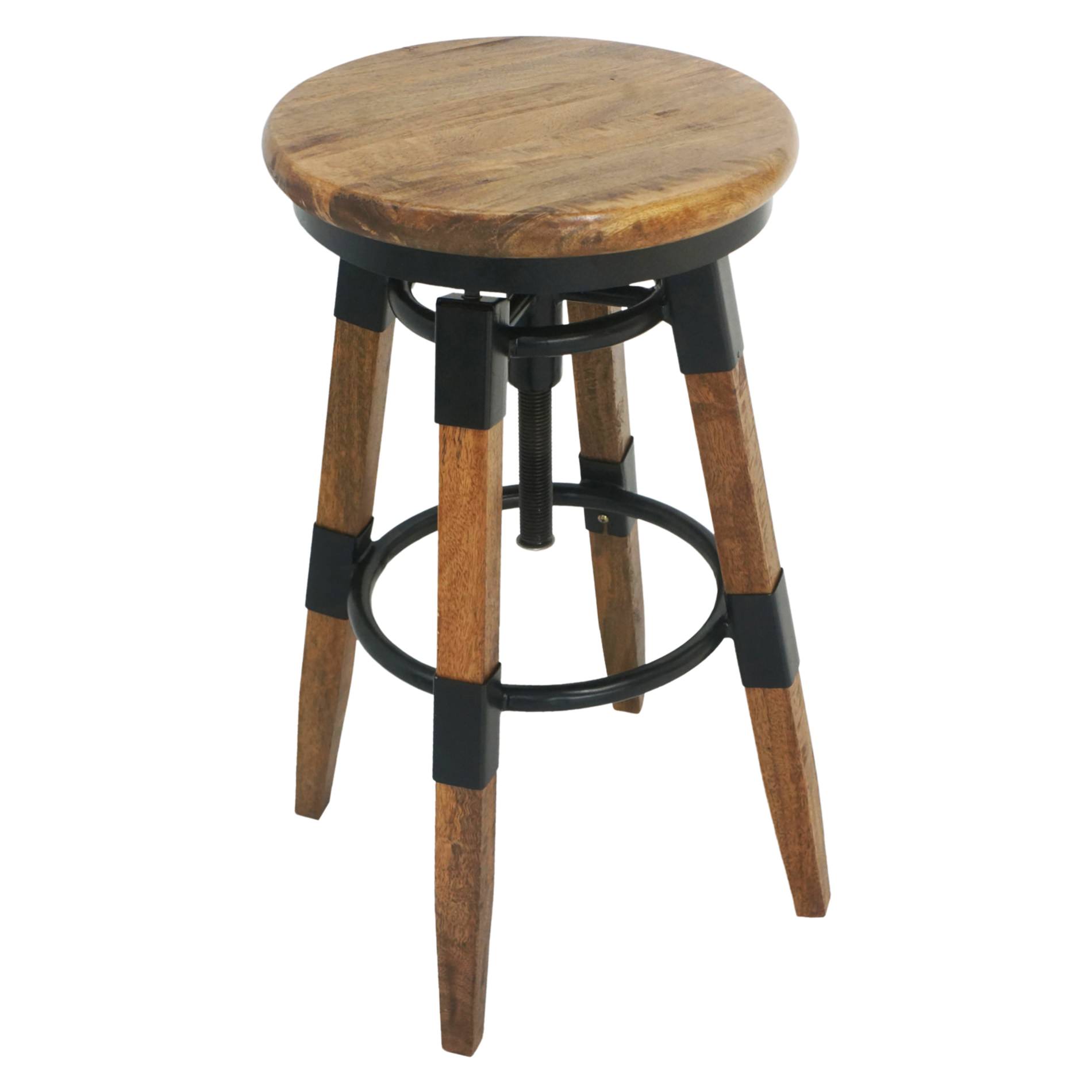 Mayfair Mango Wood Adjustable Industrial Counter / Bar Stool