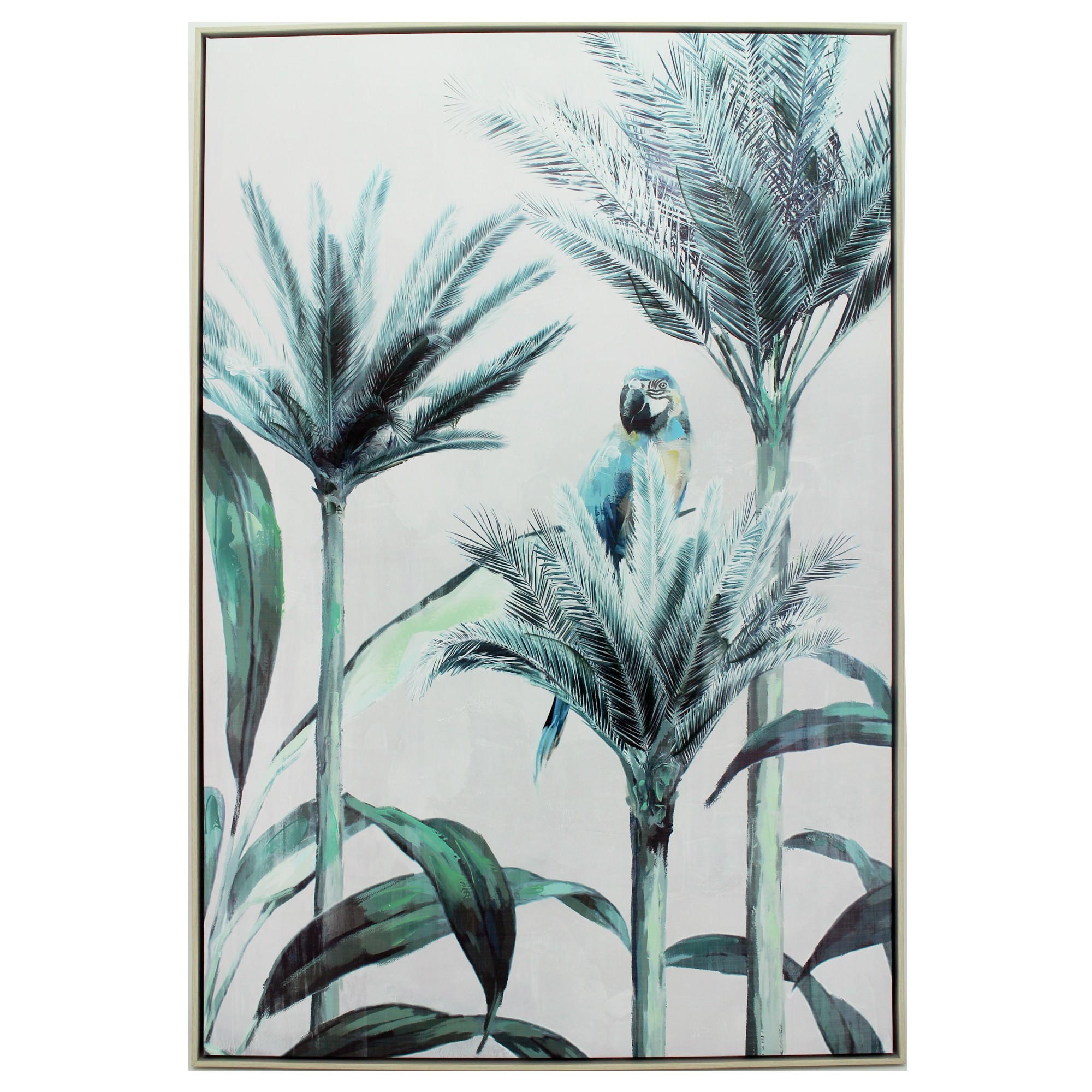 Suzy Macaw Palm Framed Hand Painted Canvas Wall Art Right 120cm