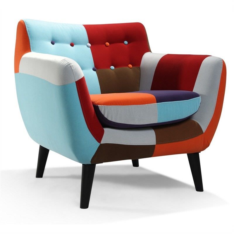 Maze Patchwork Fabric Armchair Rainbow