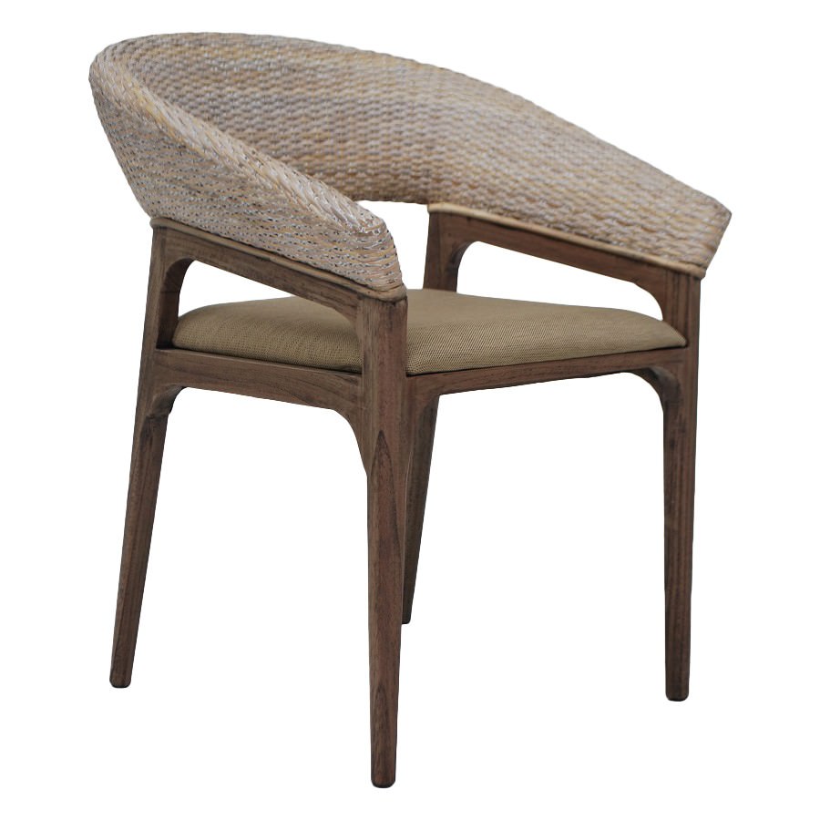 Halton Rattan & Mindi Wood Dining Armchair, Dark Walnut