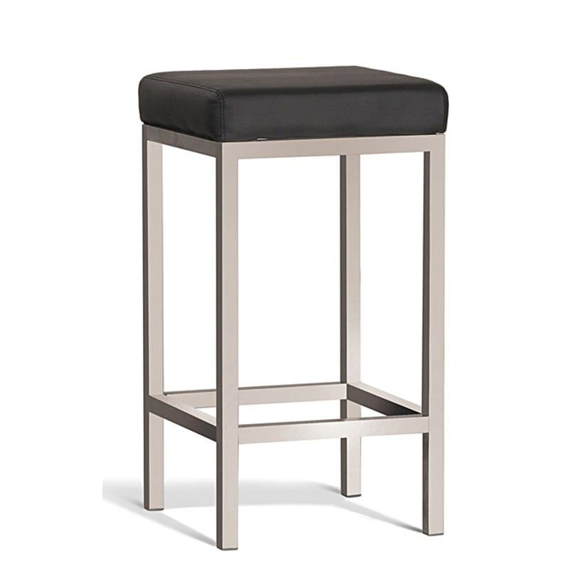 Quadro Commercial Grade Brushed Stainless Steel Counter Stool, Black
