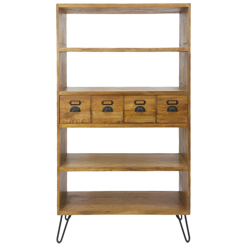 leroy mango wood iron bookcase