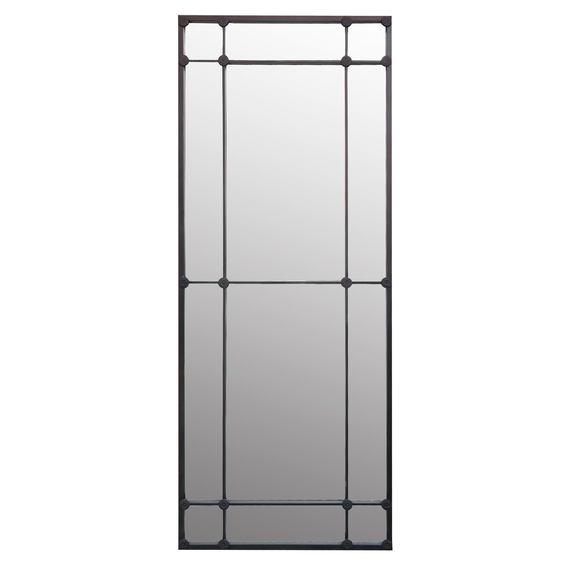 Aston Iron Frame Slim Floor Mirror, 200cm, Antique Black
