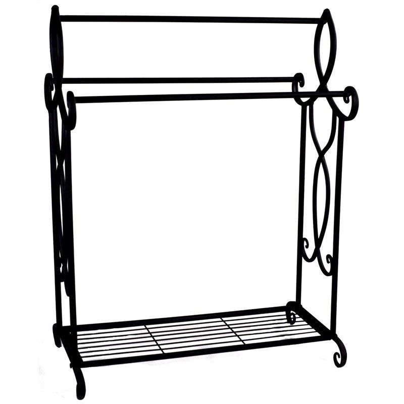Lilian Metal Towel Rack with Shelf Black