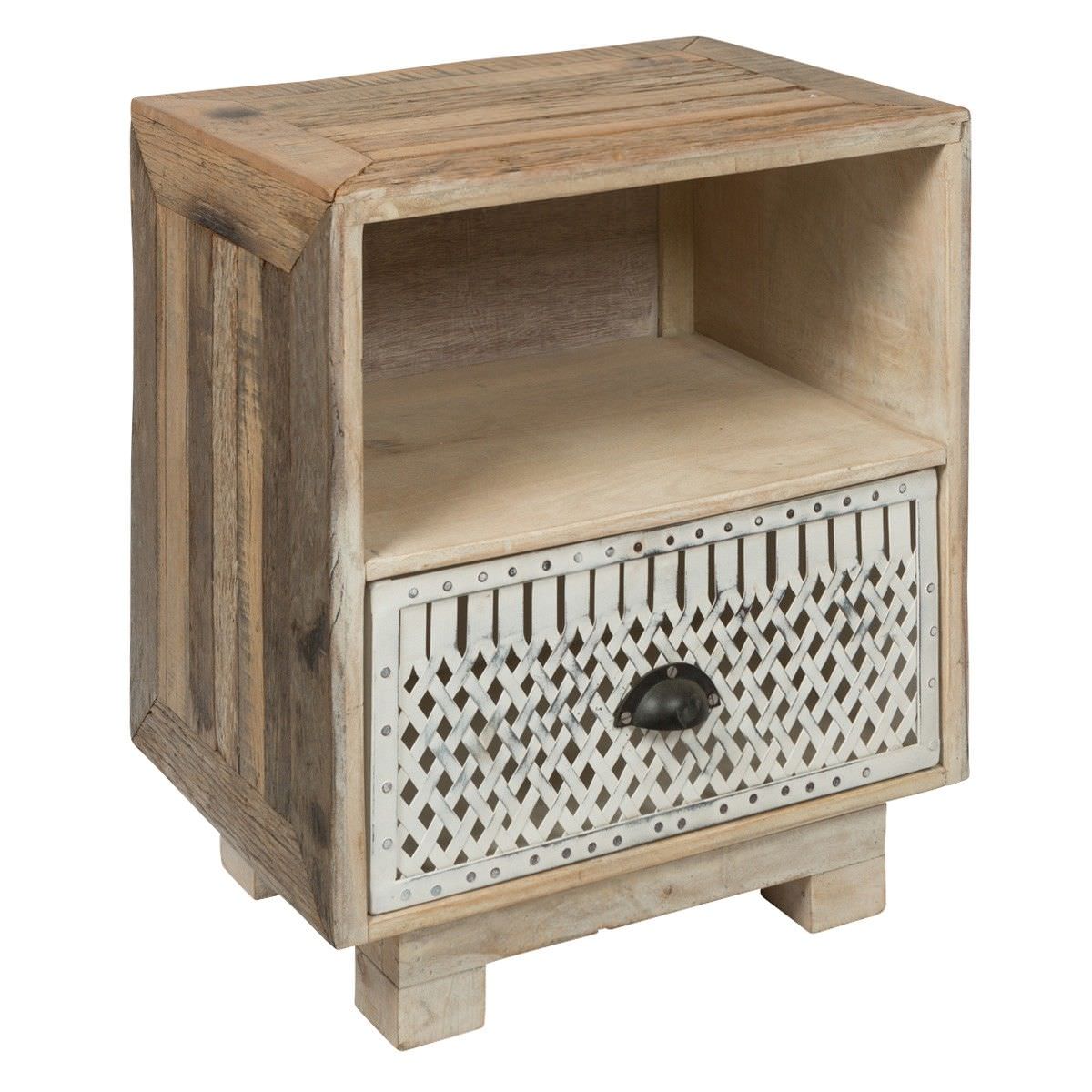 Ashbourne Distressed Iron & Reclaimed Timber Bedside Table