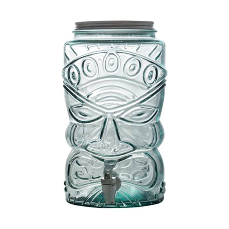 Tiki Glass Beverage Dispenser with Spout