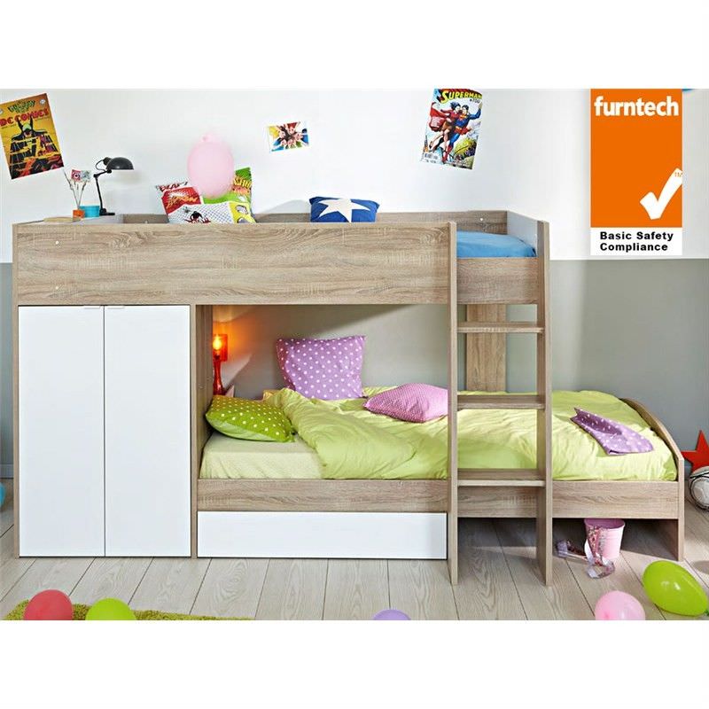 Parisot Stim French Made Single Bunk Bed with Wardrobe & Storage