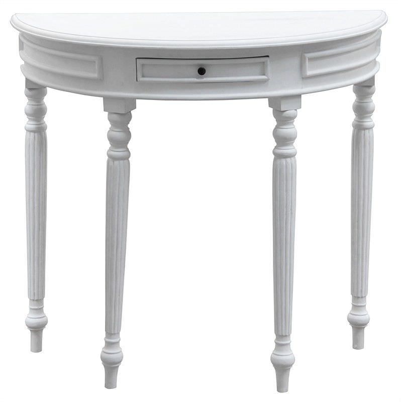 Lorand Mahogany Timber Half Round Console Table, White