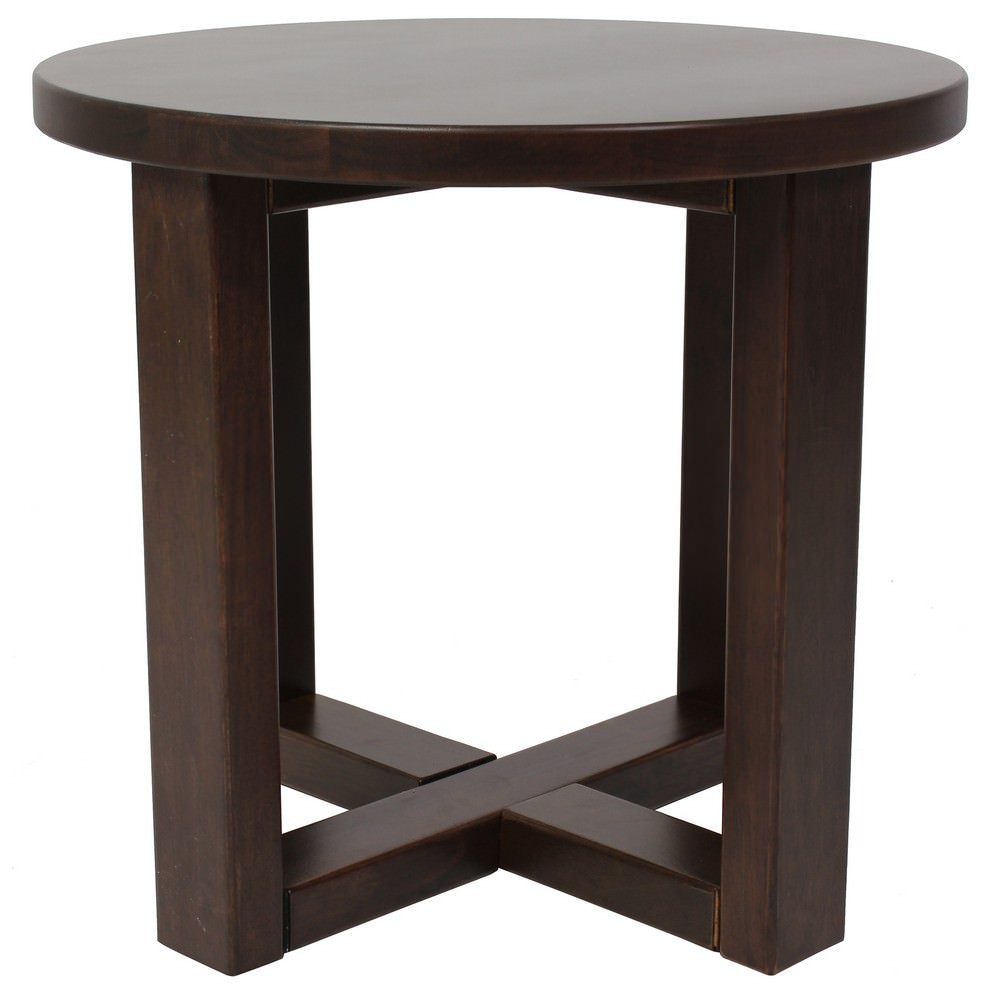 Chunk Commercial Grade Rubberwood Side Table, Walnut