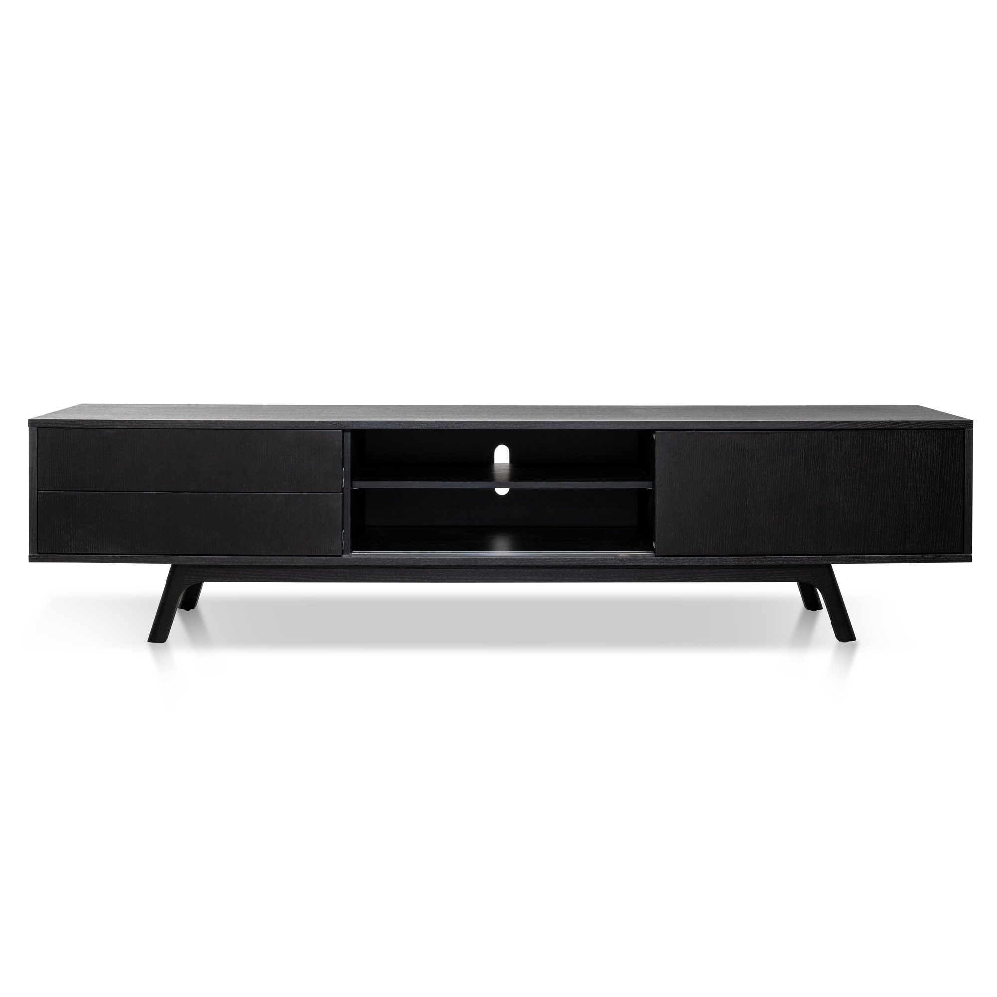 Campbell 2 Drawer Sliding Door Lowline TV Unit, 210cm, Black