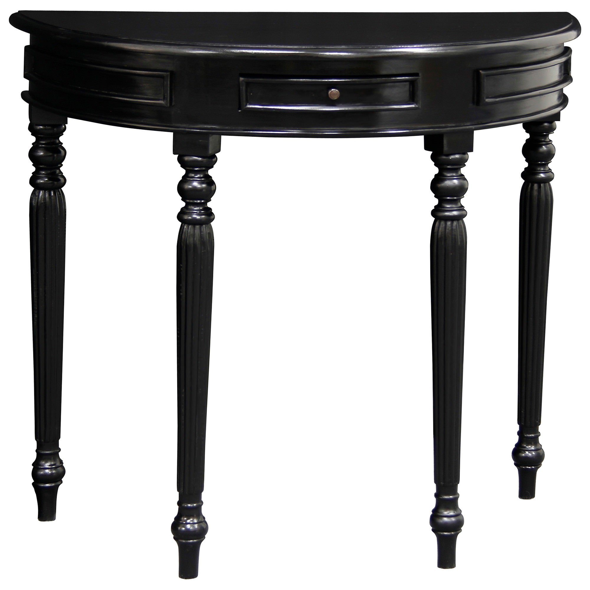 Lorand Mahogany Timber Semi Round Console Table, 83cm, Black