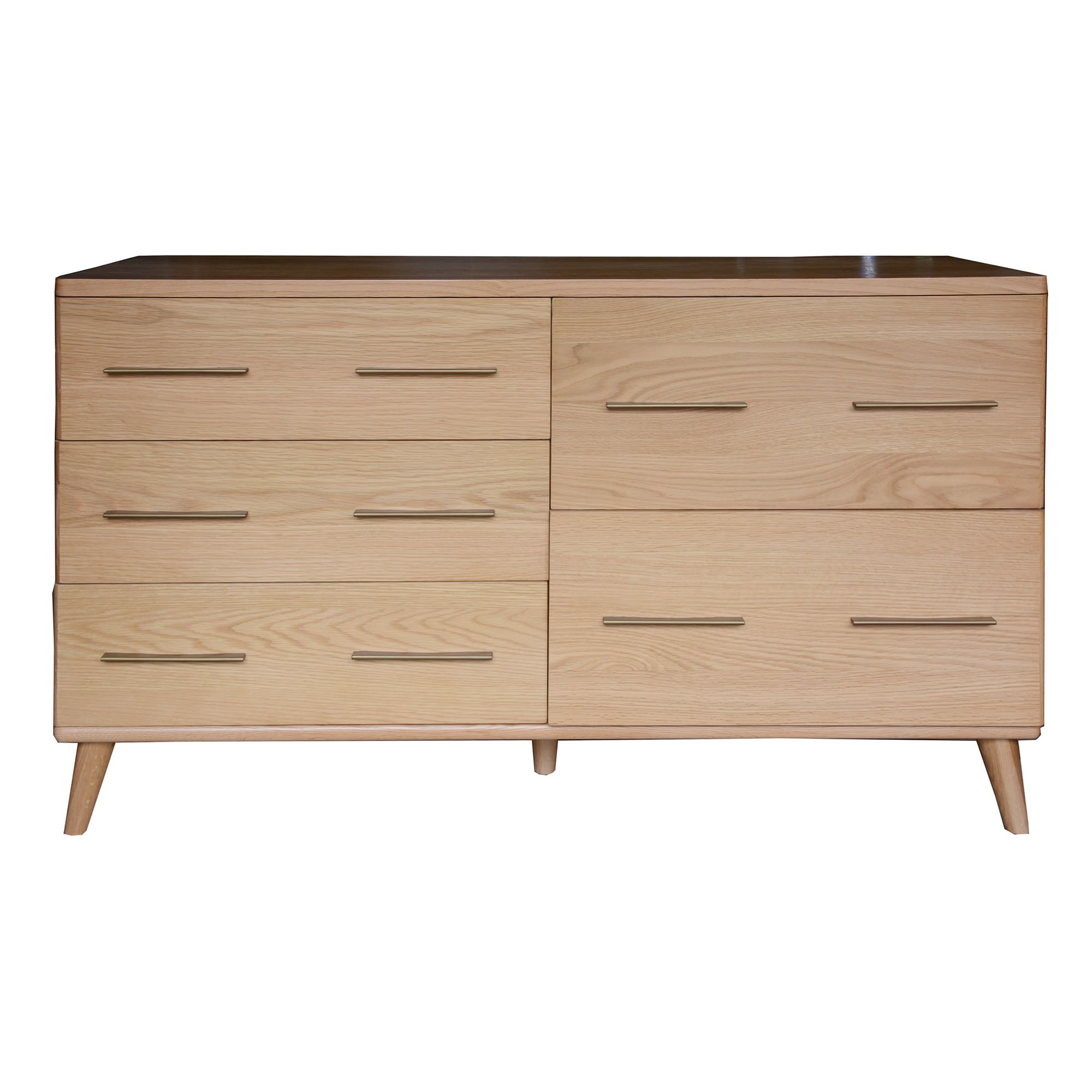 Stella Wooden 5 Drawer Dresser Oak