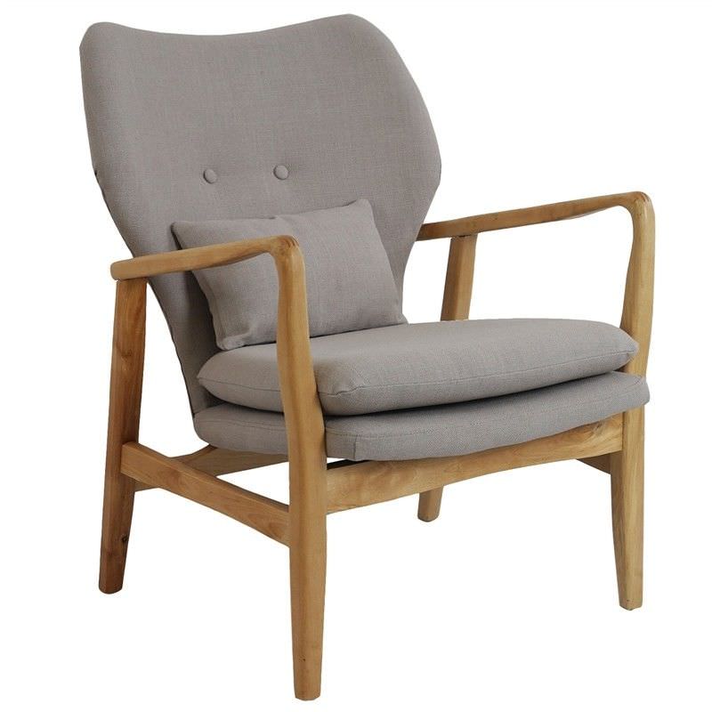 Rhos Fabric Upholstered Timber Armchair, Beige