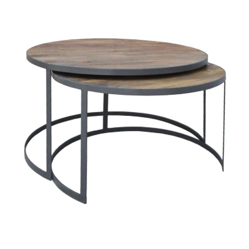 Bullard 2 Piece Mango Wood and Metal Round Nesting Coffee ...