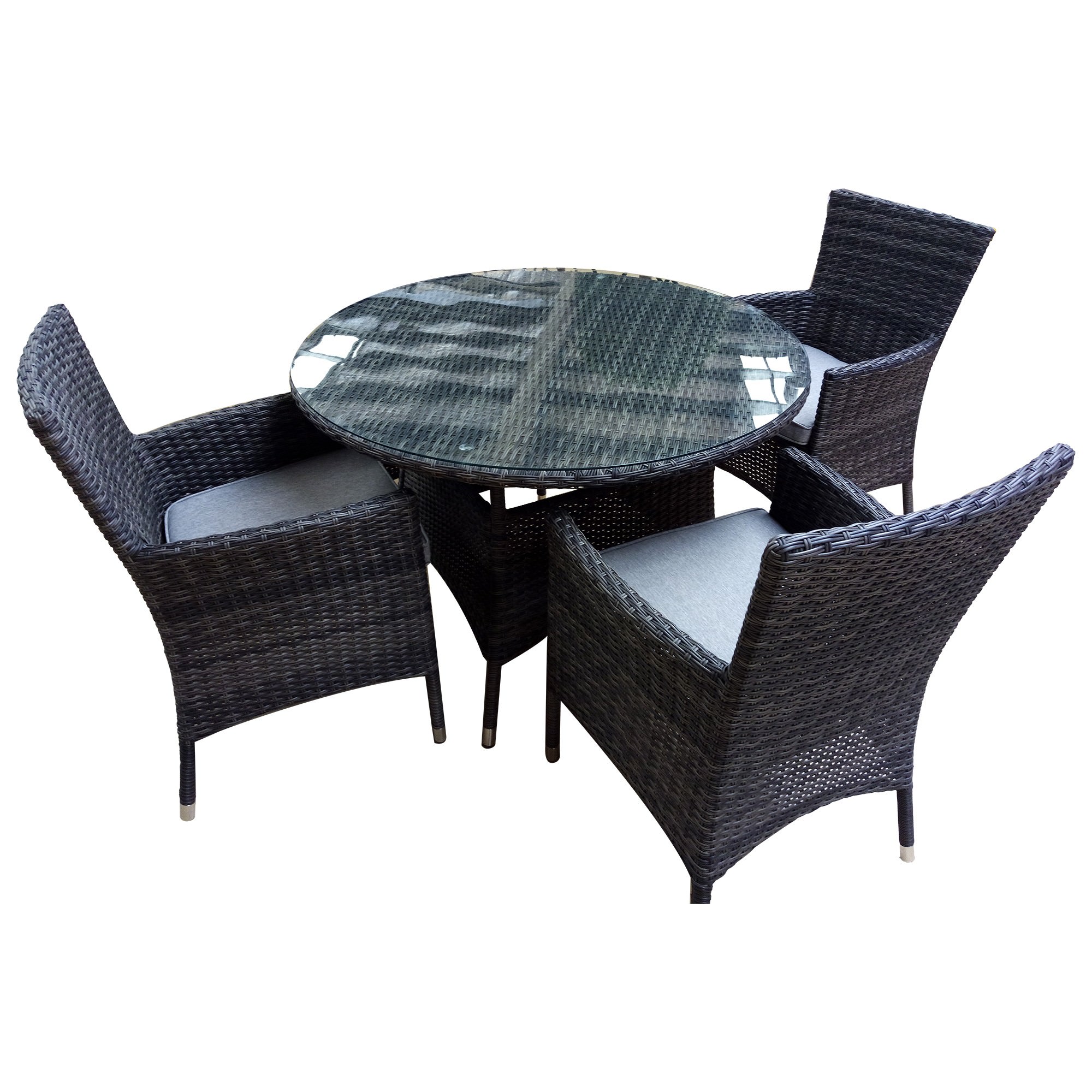 Sanford 3 Piece Wicker Outdoor Round Dining Table Set, 110cm