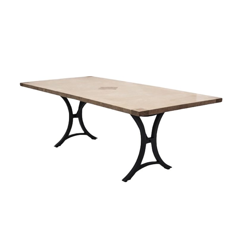 Delphi Travertine Stone Outdoor Dining Table, Minerva Base, 240cm