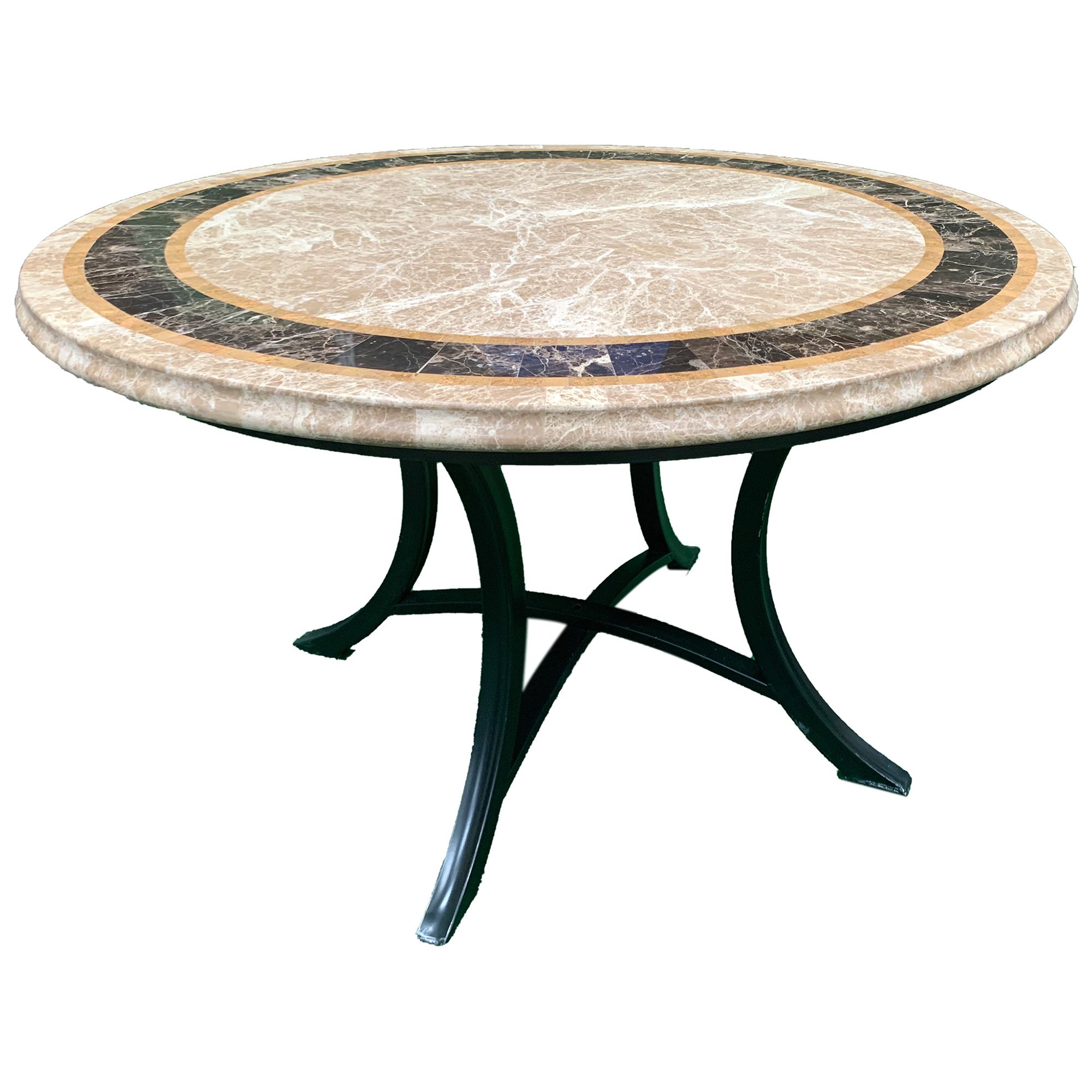 Saturn Marble Stone Round Outdoor Dining Table, 120cm