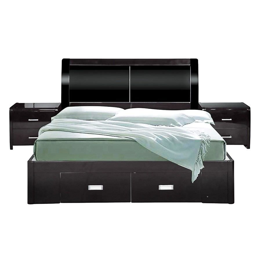 Whitney Wooden Gas Lift Platform Bed, Queen, Gloss Black