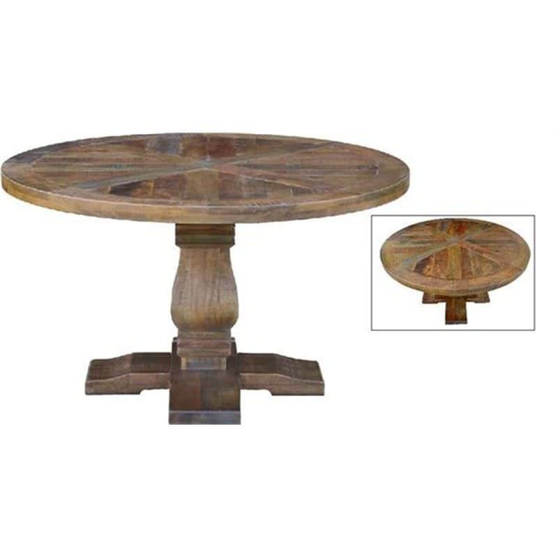 Grenaa Solid Mango Wood Timber Parquetry 135cm Round ...