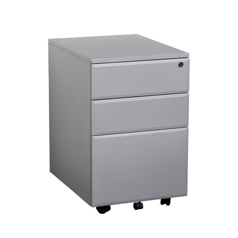 Summit Metal 2 Drawer File Combo Mobile Pedestal Silver