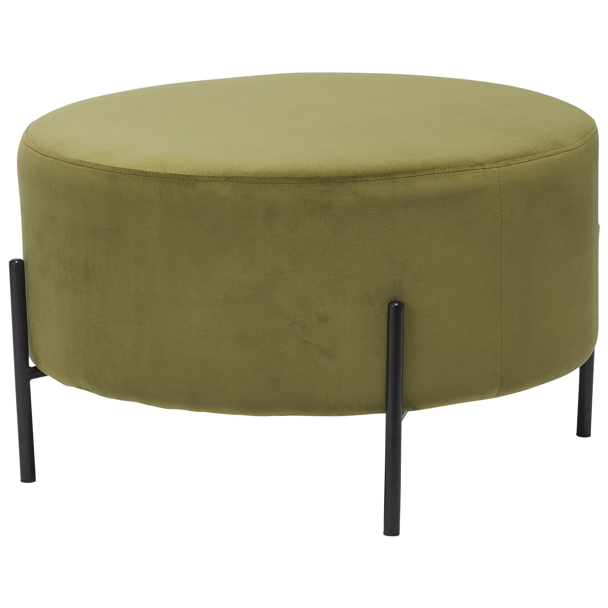 Maybn Velvet Fabric Round Ottoman, Green