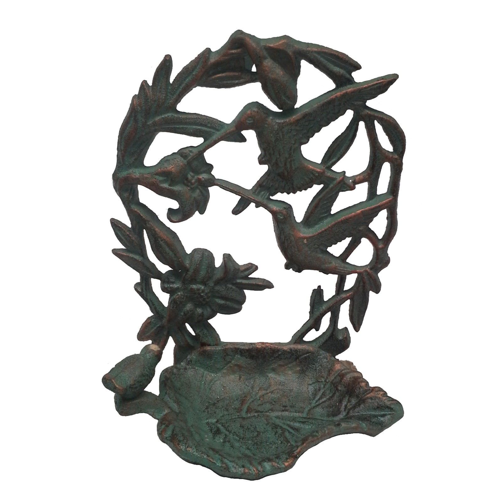 Alvena Cast Iron Wall Mount Bird Feeder Verdigris
