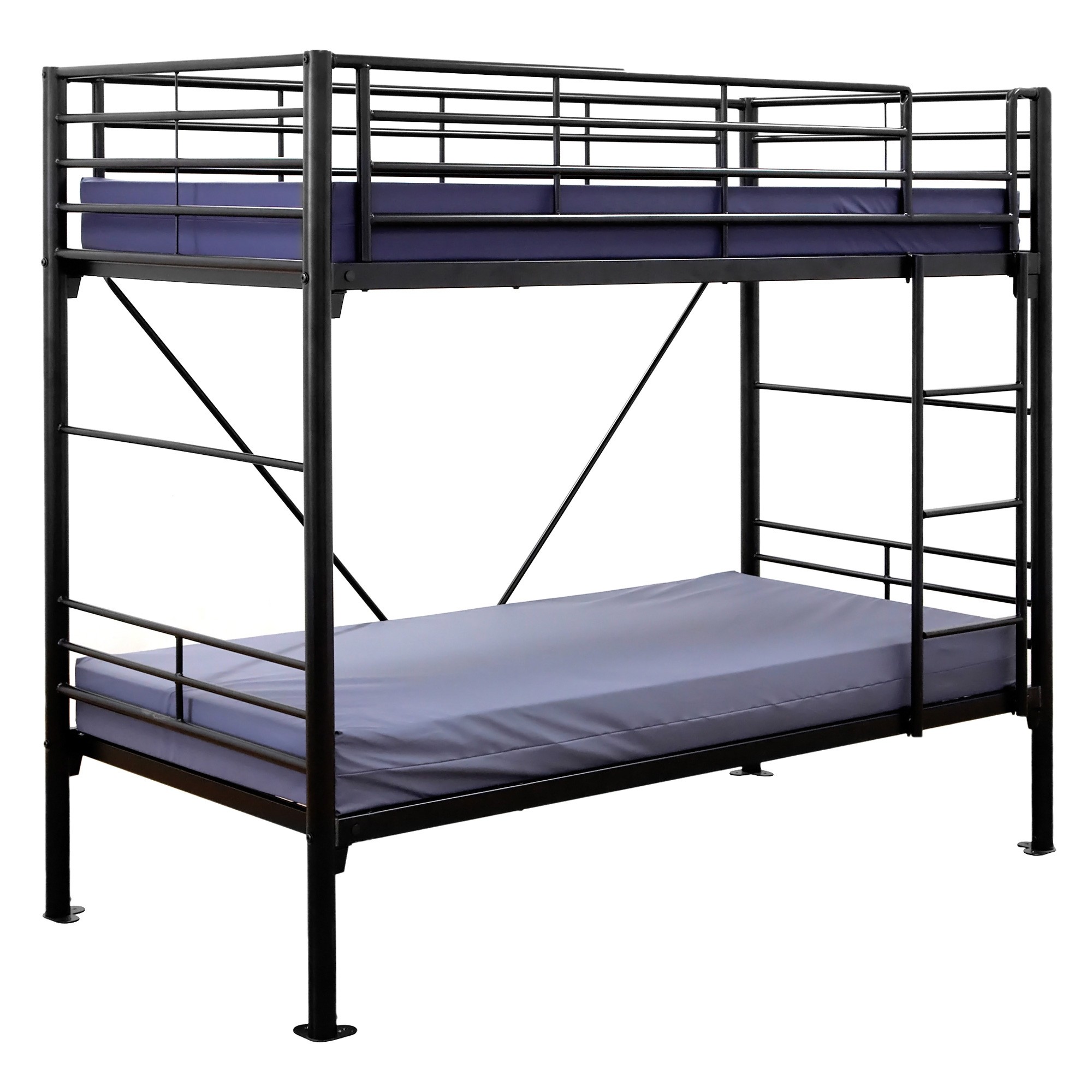 Travers Commercial Grade Metal Bunk Bed, Single, Black