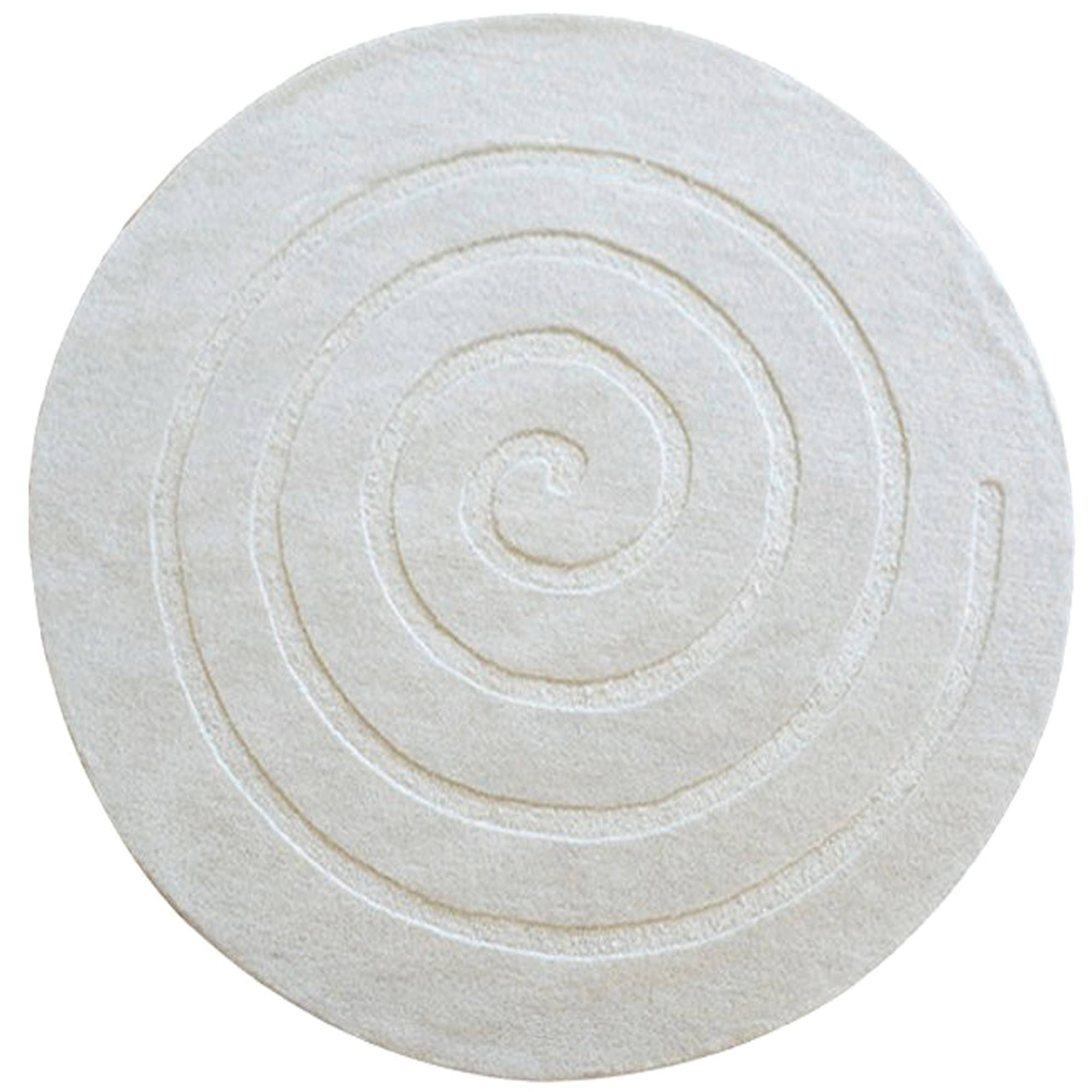 Round Wool Rug Swirl White (160cm Diameter)