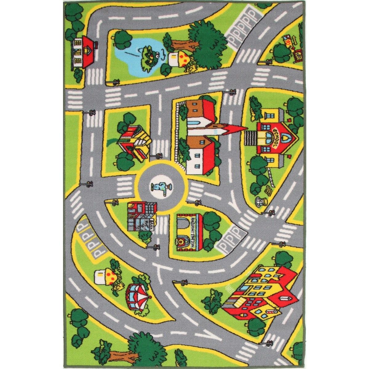 Town Centre Road Map Kids Rug, 150x100cm, Multi