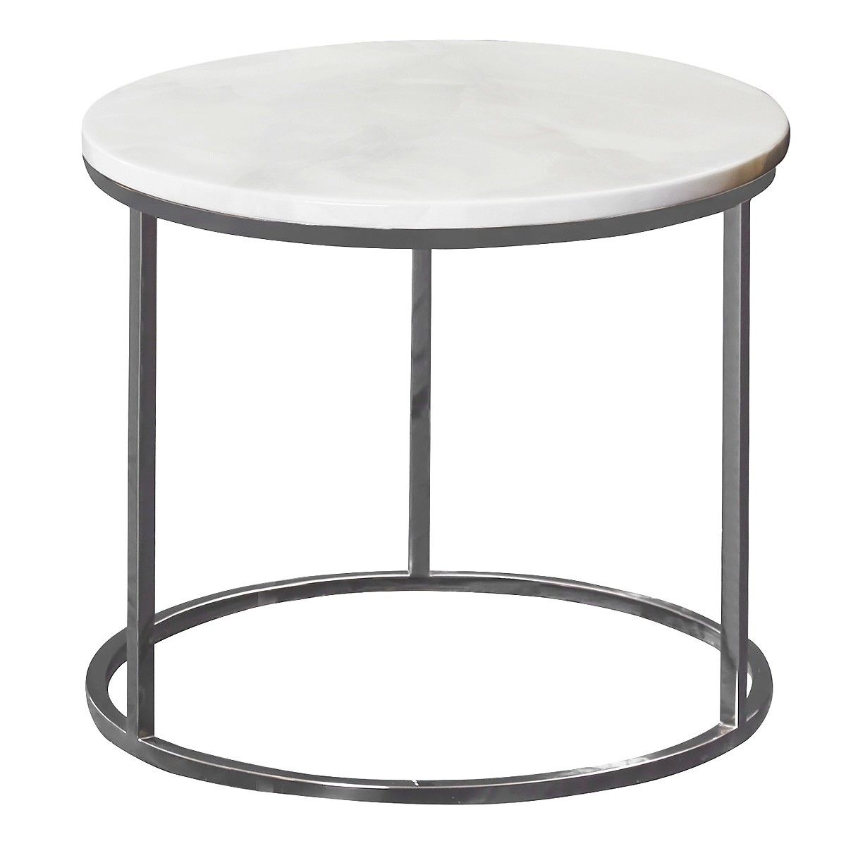 Whitney Marble Top Metal Round Side Table, Large