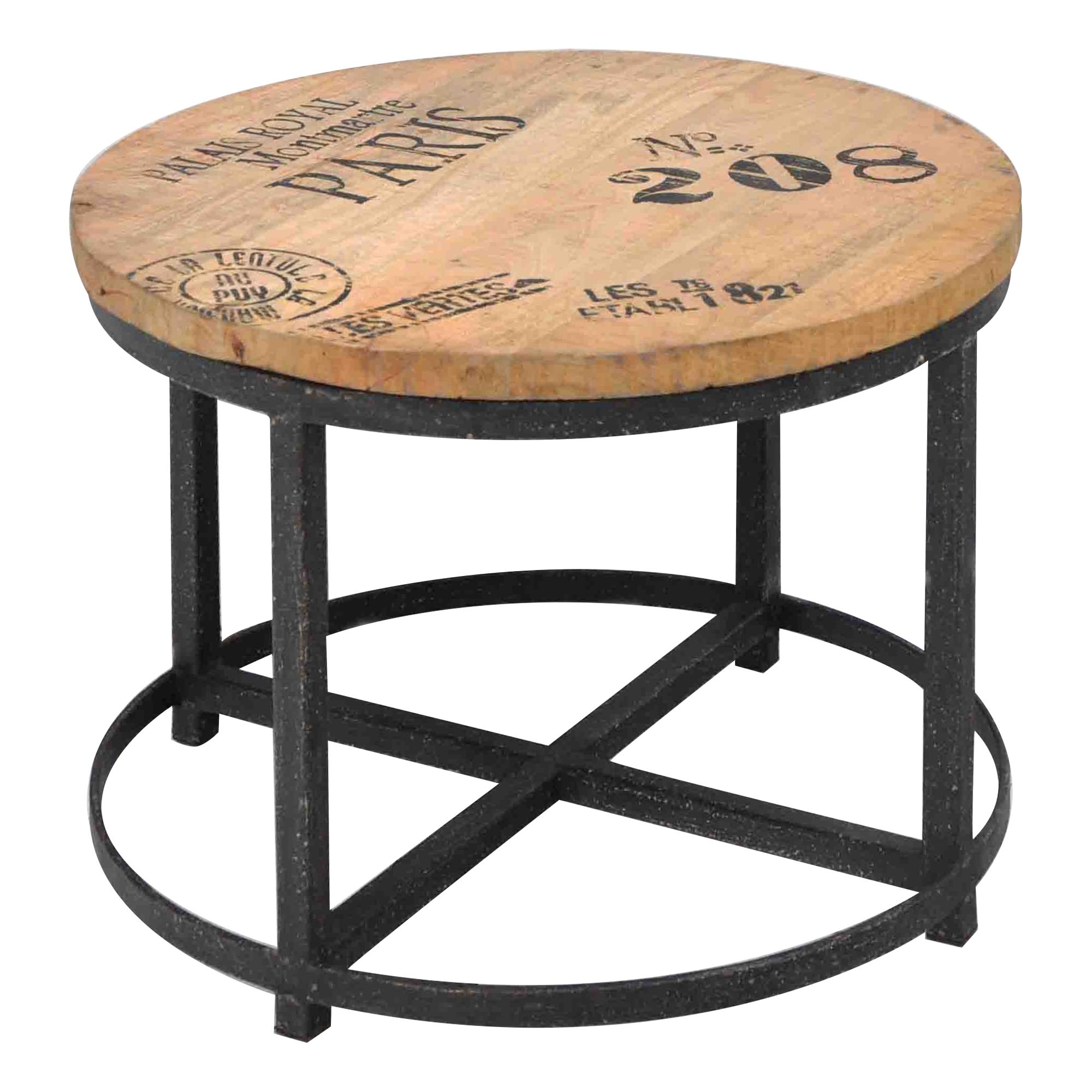 Hardwood Timber 60cm Round Coffee Table with Steel Base