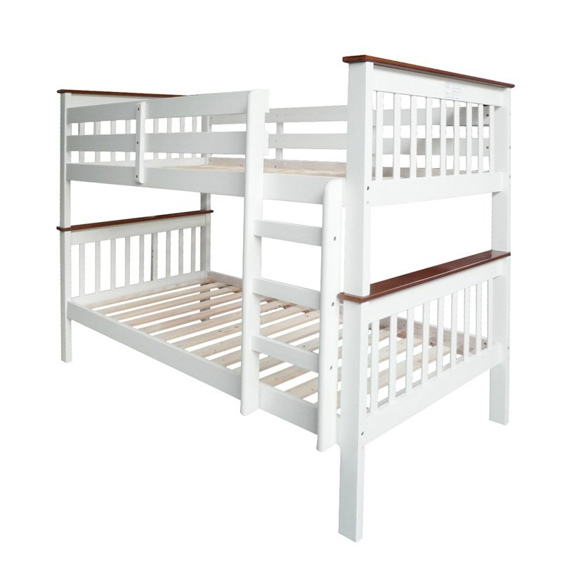 Monza Twotone Solid New Zealand Pine Timber King Single Bunk Bed